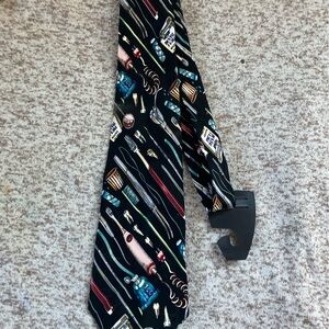 Men's Black Patterned  Toothbrush Tie
